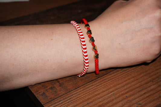 Herzensmut Armband-Set Rot/Weiß/Gold