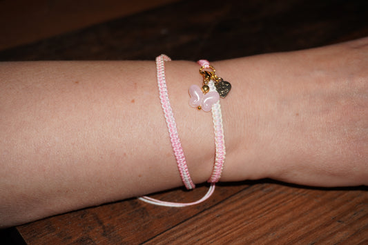 Schmetterling Armband-Set Rosa/Creme