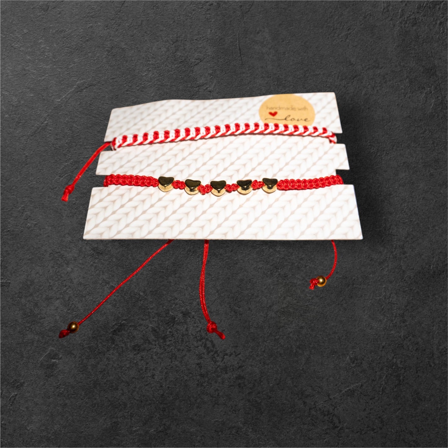 Herzensmut Armband-Set Rot/Weiß/Gold